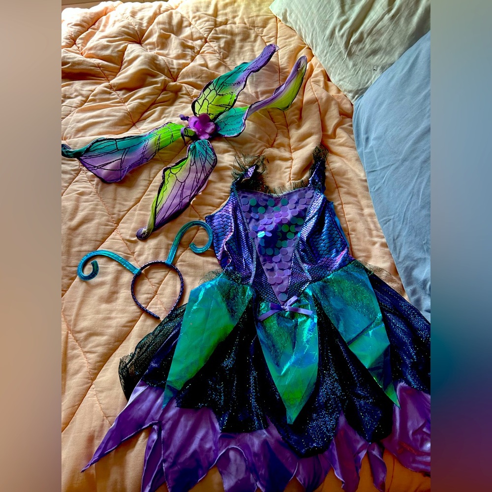 Dragonfly fairy costume for women or kids size medium kids x small women 4pc